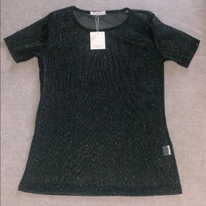 Sheer hunter green glittery top
